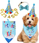 Dog Birthday Party Supplies Birthday Boy Girl Cake Bandana Triangle Scarf Clothes Shirt Cute Dog Hat Dog Bow Tie Collar with 0-8 Numbers Suitable for Puppy 1st Birthday (Cute Style, Medium Size)